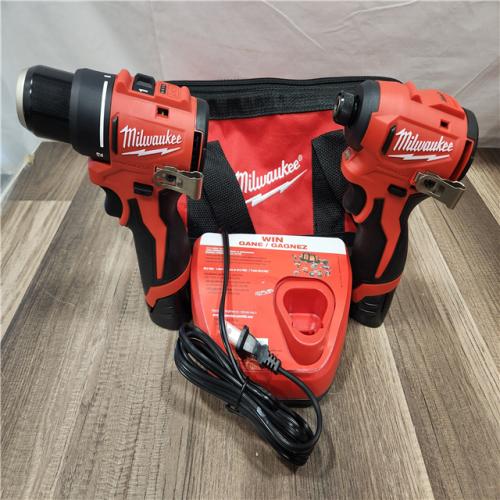 AS-IS- Milwaukee 12V Brushless Hammer Drill and Impact Driver Combo Kit