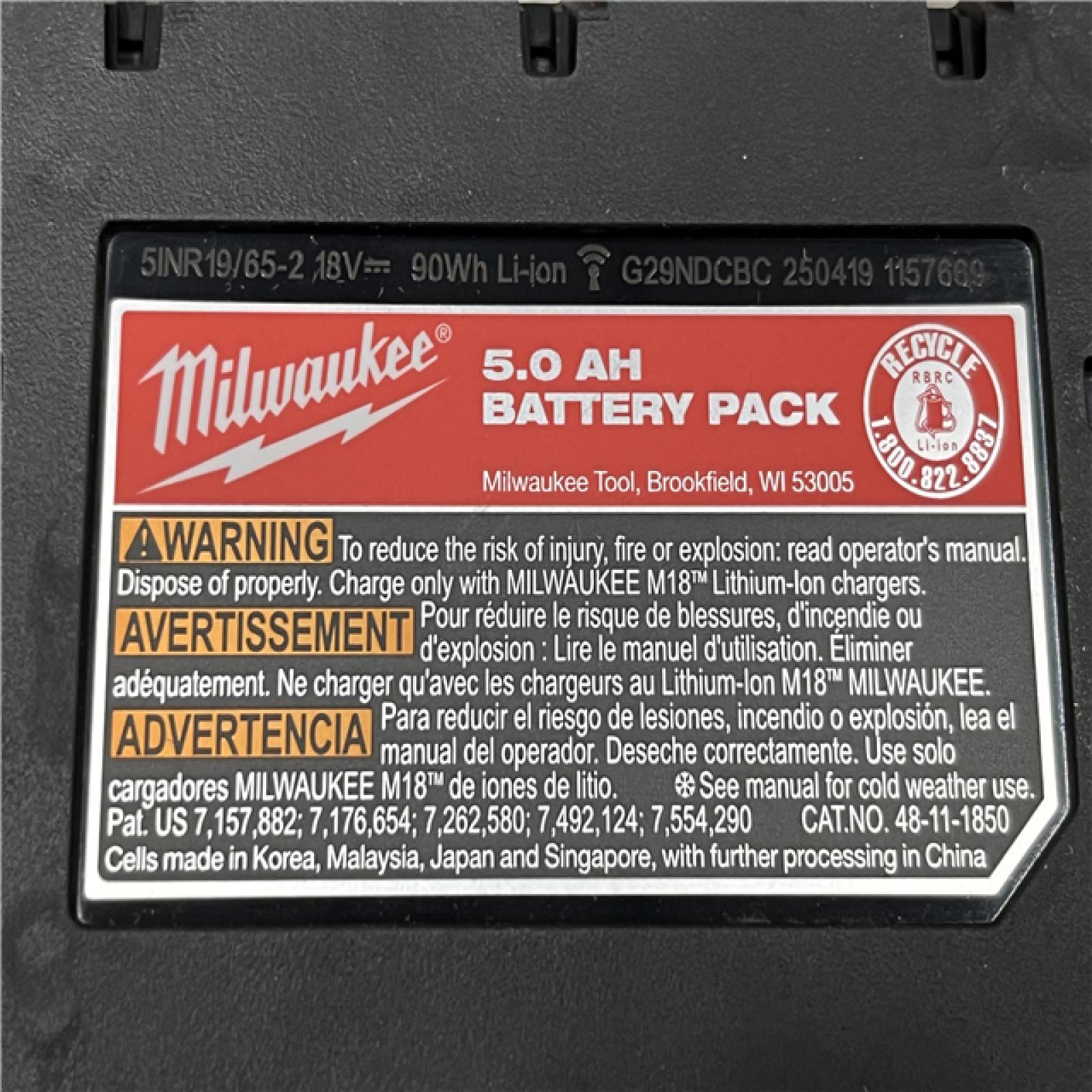 AS-IS Milwaukee 18-Volt Lithium-Ion XC Starter Kit with One 5.0Ah Battery and Charger