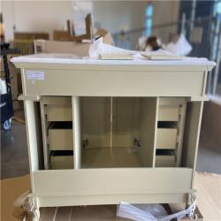 DALLAS LOCATION - Home Decorators Collection Winslow 48 in. W x 22 in. D x 35 in. H Single Sink Freestanding Bath Vanity in Antique White with White Marble Top