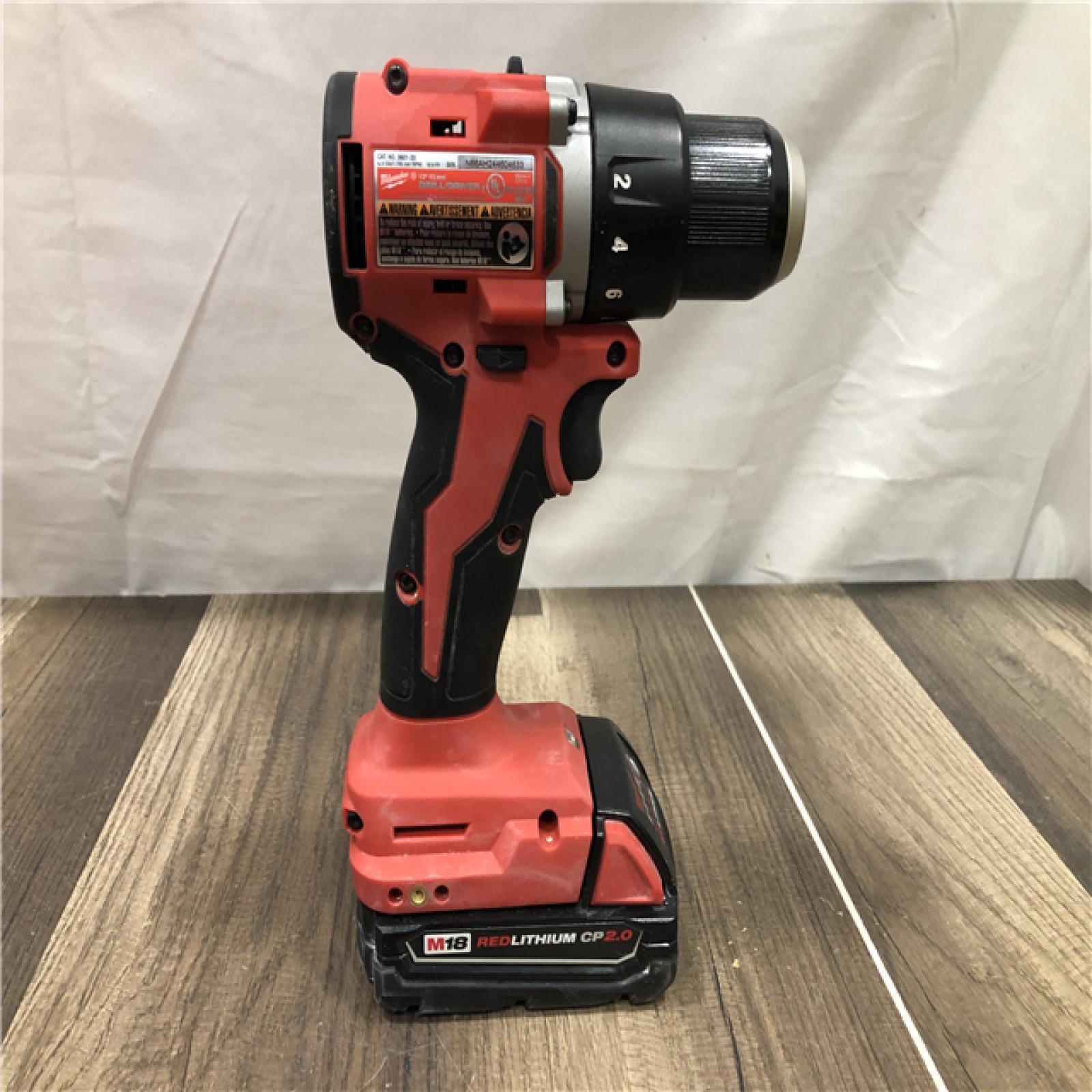 AS-IS Milwaukee 18V Lithium-Ion Brushless Cordless 1/2 in. Compact Drill/Driver Kit