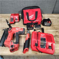 Houston Location AS-IS Milwaukee Nail Gun and Electric Ratchet and Dual Charger kit and Batteries QTY/3 with charger
