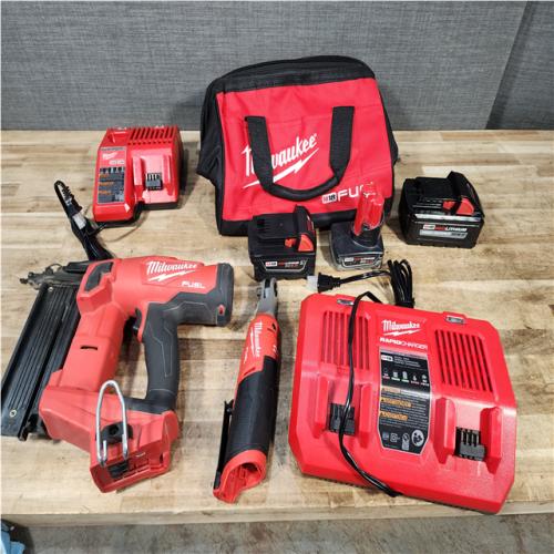 Houston Location AS-IS Milwaukee Nail Gun and Electric Ratchet and Dual Charger kit and Batteries QTY/3 with charger