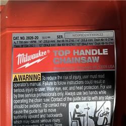 Houston Location AS-IS Milwaukee FUEL 14 in. 18V Lithium-Ion Brushless Cordless Battery Top Handle Chainsaw (Tool Only)