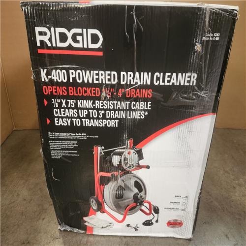 Phoenix NEW RIDGID K-400 Drain Cleaning Snake Auger 120-Volt Drum Machine with C-32IW 3/8 in. x 75 ft. Cable + 4-Piece Tool Set & Gl