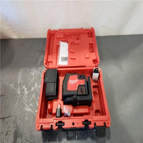 AS-IS- Milwaukee Green 100 ft. Cross Line and Plumb Points Rechargeable Laser Level Kit