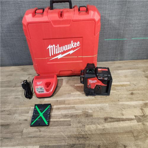 HOUSTON LOCATION - AS-IS (APPEARS LIKE NEW) Milwaukee-3632-21 M12 Green Beam Laser 360° 3-Plane Kit