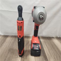 AS-IS- Milwaukee M12/M18 12/18V Lithium-Ion Cordless 3/8 in. Ratchet and 1/2 in. High Torque Impact Wrench with Friction Ring Combo Kit