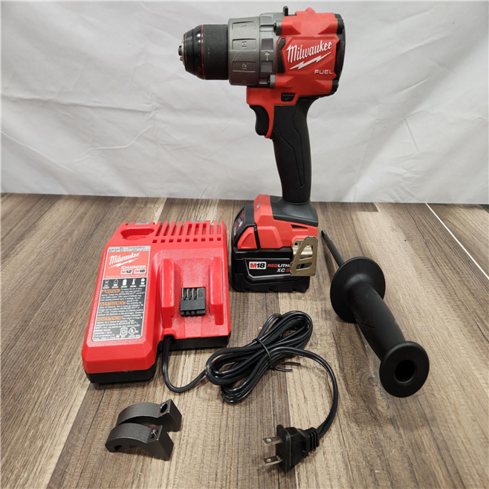 AS-IS - Milwaukee Hammer Drill Driver Kit with Batteries  Charger & Tool Case  Red