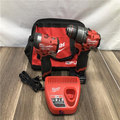 AS-IS Milwaukee FUEL 12-Volt Lithium-Ion Brushless Cordless Hammer Drill and Impact Driver Combo Kit