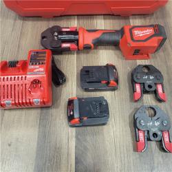 AS-IS Milwaukee M18 18V Lithium-Ion Cordless Short Throw Press Tool Kit with 3 PEX Crimp Jaws (2) 2.0 Ah Batteries and Charger