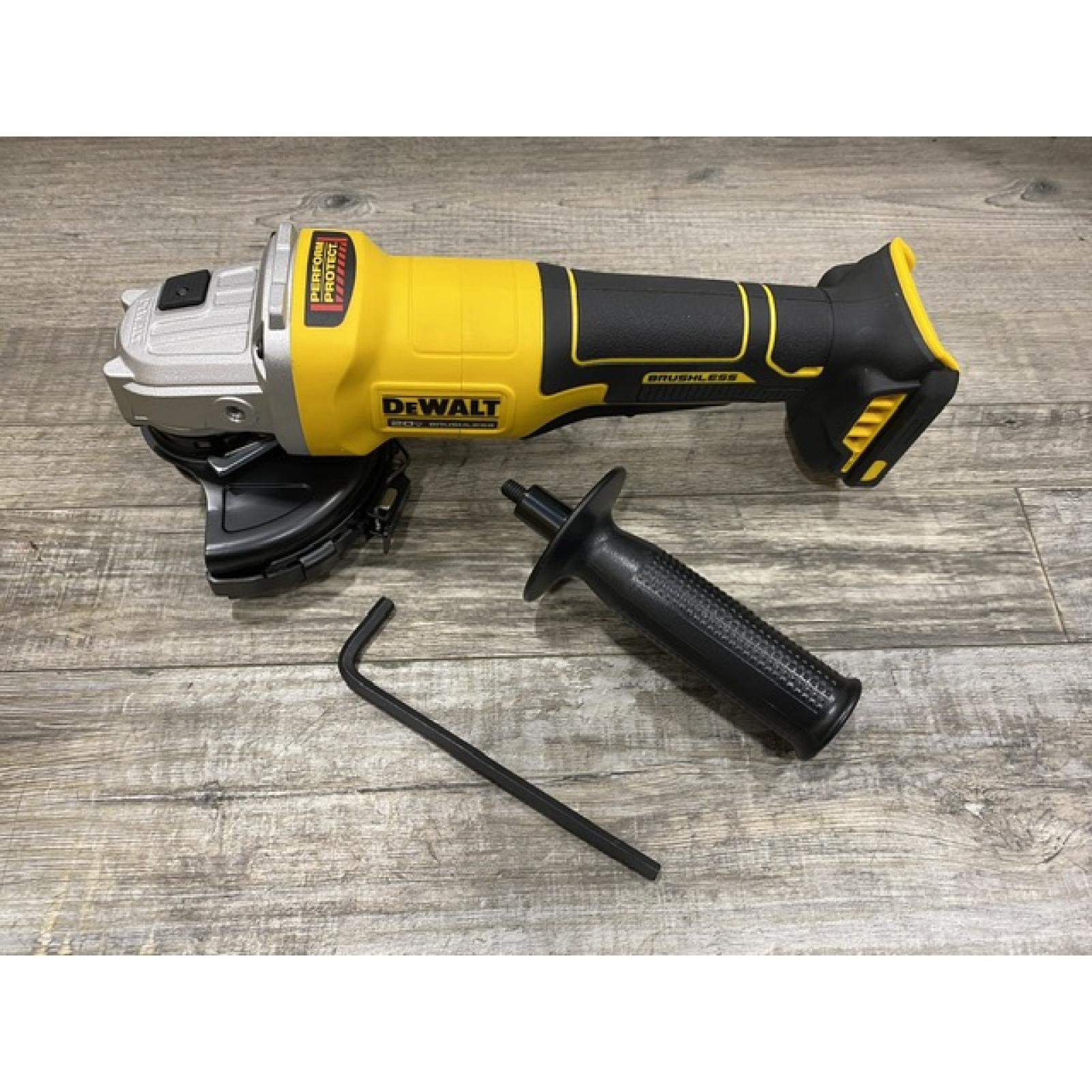 AS-IS DEWALT 20V MAX Cordless Brushless 4-1/2 in. Angle Grinder with Paddle Switch (Tool Only)