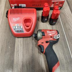 AS-IS Milwaukee M12 FUEL SURGE 12V Lithium-Ion Brushless Cordless 1/4 in. Hex Impact Driver Compact Kit W/Two 2.0Ah Batteries, Bag