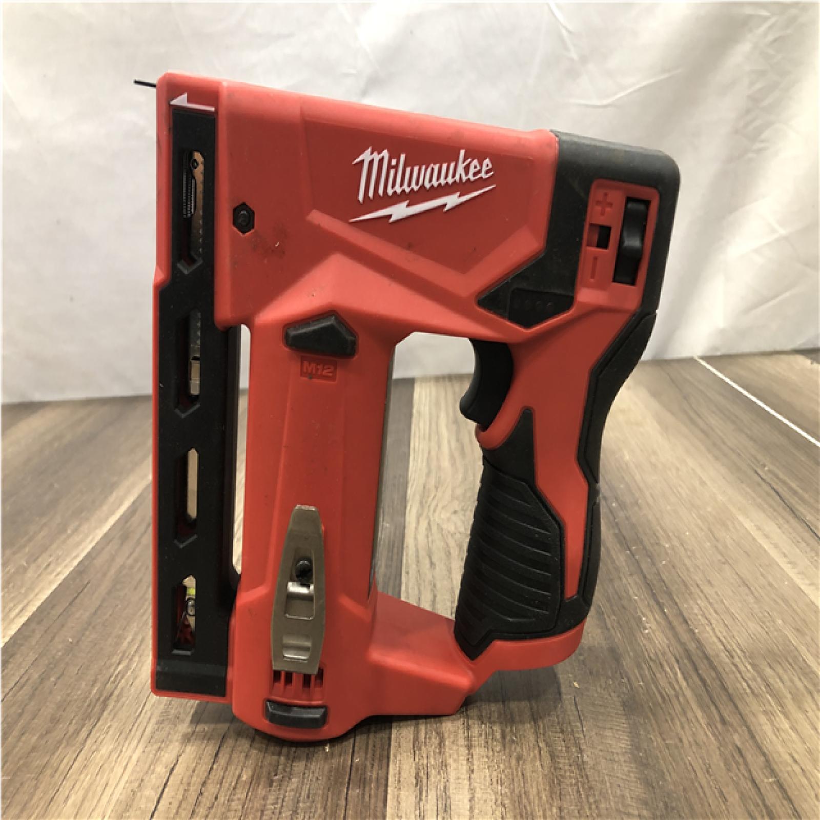 AS-IS Milwaukee 12-Volt Lithium-Ion Cordless 3/8 in. Crown Stapler (Tool-Only)