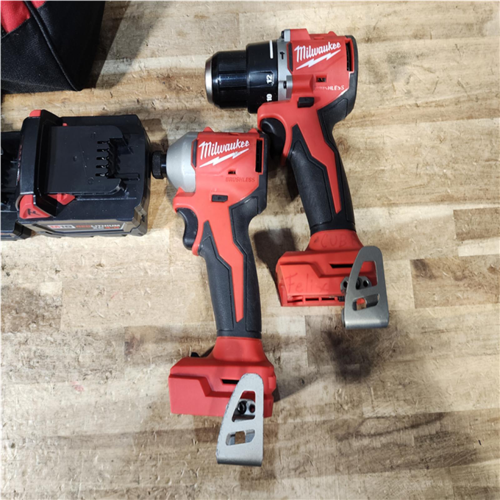 HOUSTON LOCATION - AS - IS Milwaukee 18-Volt Lithium-Ion Brushless Cordless Compact Hammer Drill/Impact Combo Kit