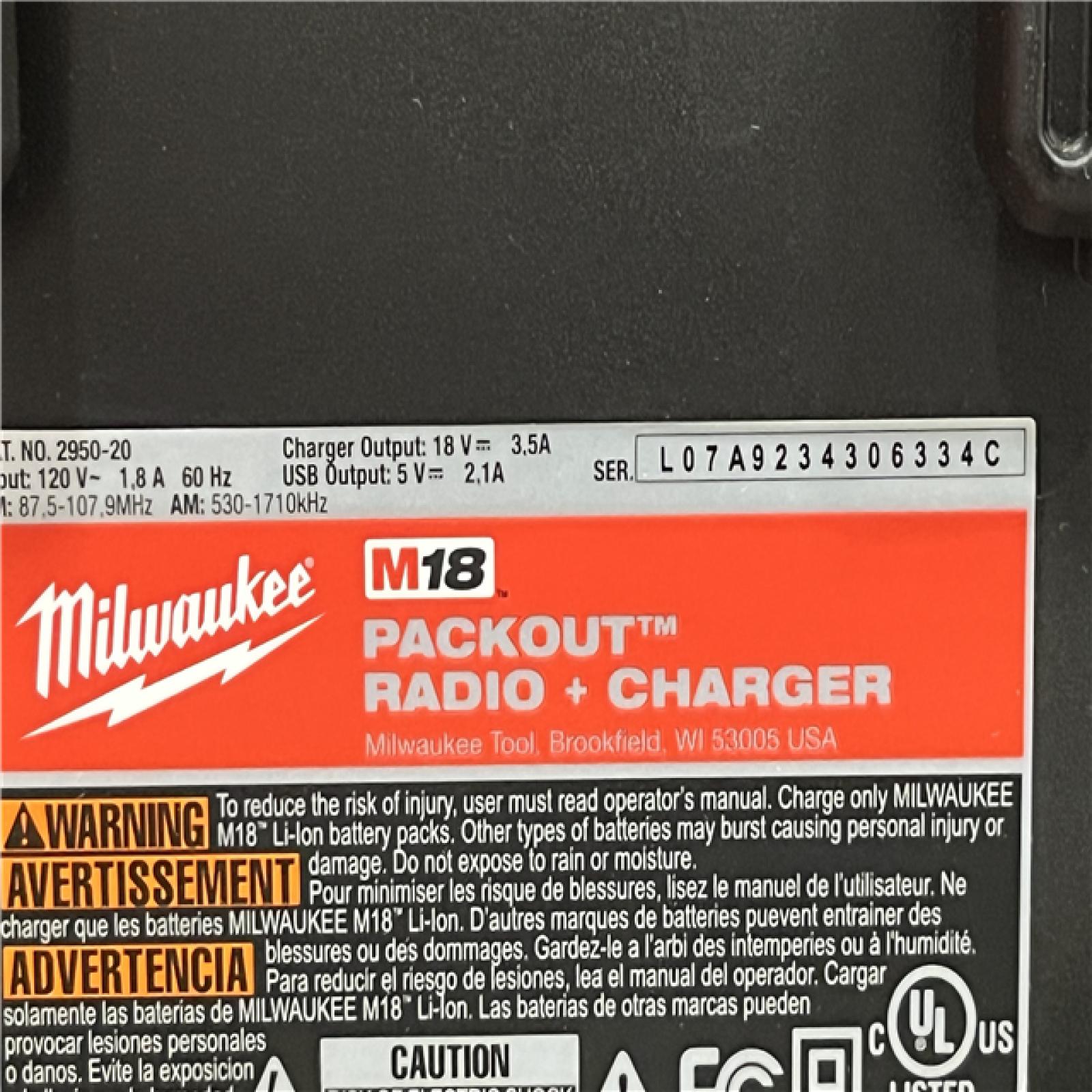 AS-IS Milwaukee  Lithium-Ion Cordless PACKOUT Radio/Speaker with Built-In Charger