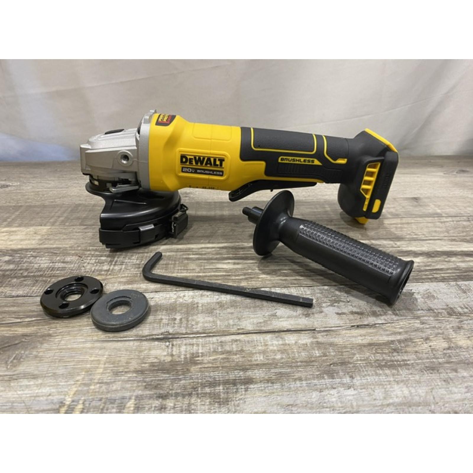 AS-IS DEWALT 20V MAX Cordless Brushless 4-1/2 in. Angle Grinder with Paddle Switch (Tool Only)