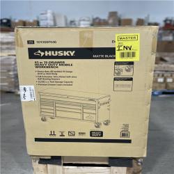 DALLAS LOCATION- AS-IS HUSKY Heavy Duty 61 in. W x 22 in. D 15-Drawer Matte Black/Wood top Workbench
