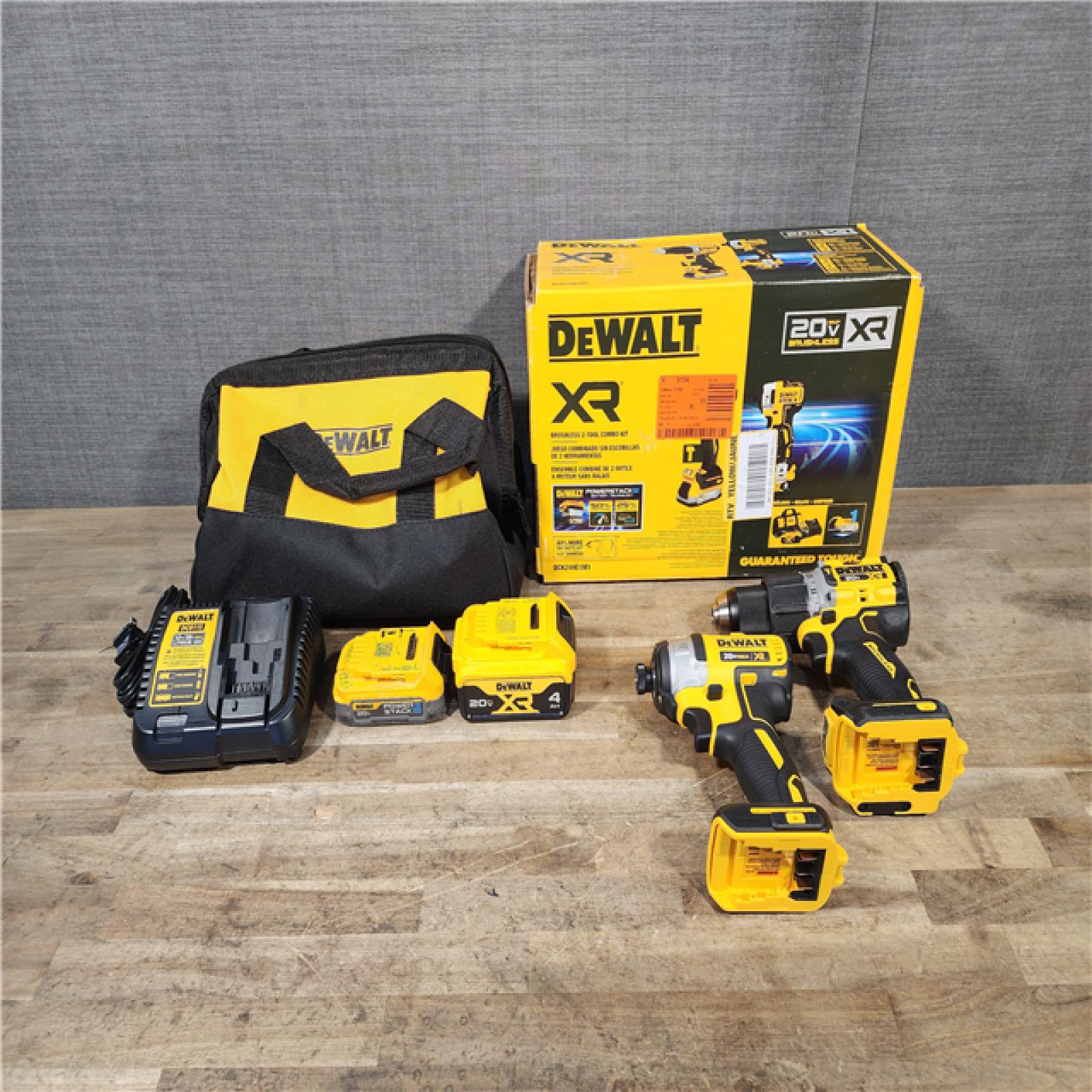 HOUSTON LOCATION - AS-IS Dewalt DCK249E1M1 20V MAX XR Brushless Lithium-Ion 1/2 in. Cordless Hammer Drill Driver and Impact Driver Combo Kit with 2 Battery