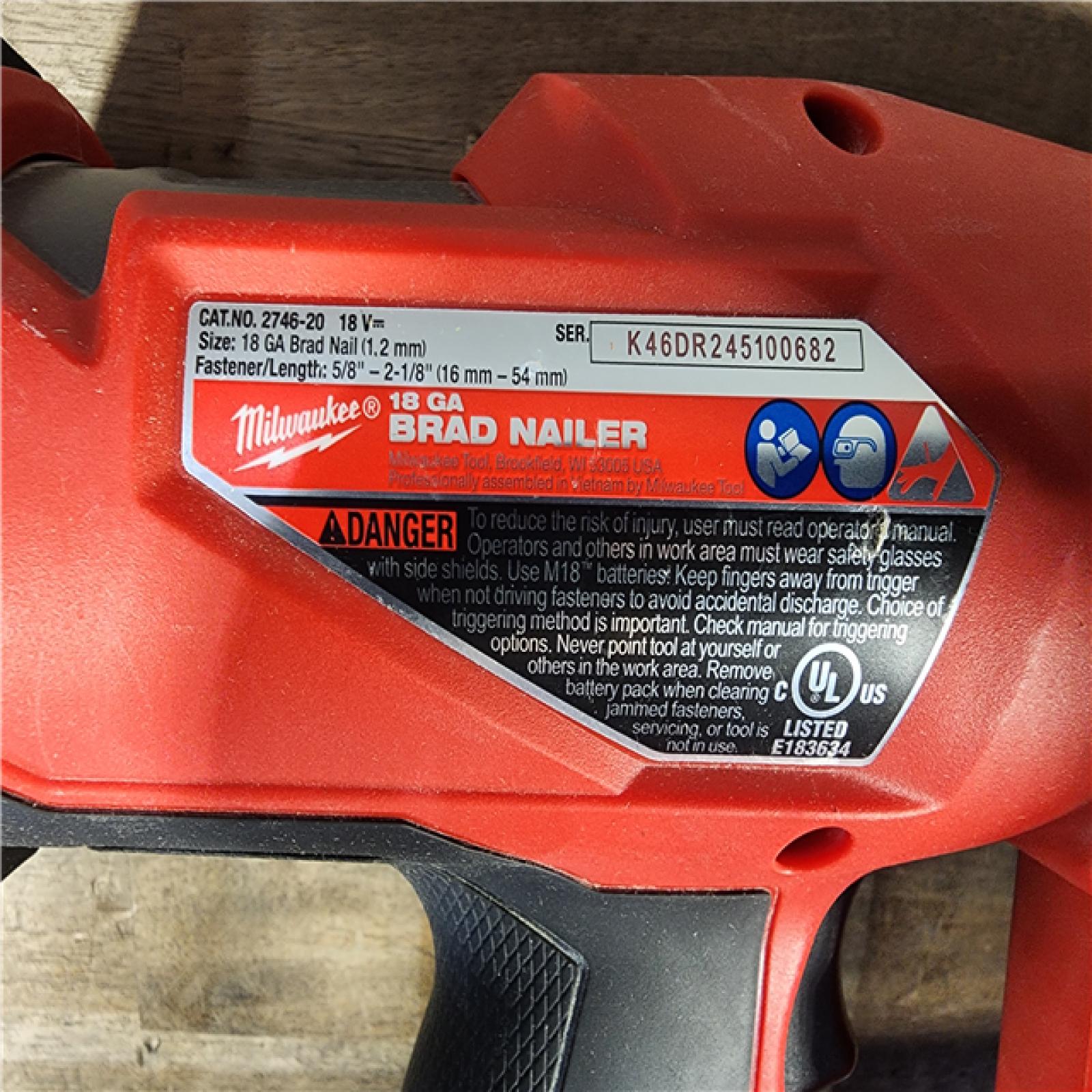 HOUSTON - LOCATION - AS-IS Milwaukee M18 Fuel 18V Brushless 18-Gauge Brad Nailer 2746-20 (Bare Tool)