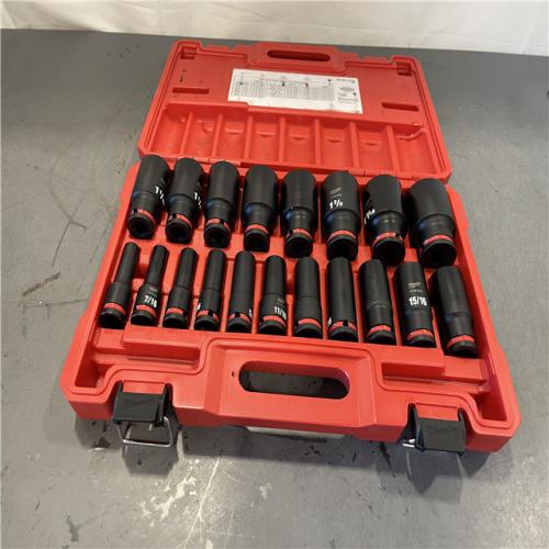 AS-IS - Milwaukee SHOCKWAVE 1/2 in. Drive SAE 6 Point Impact Socket Set (19-Piece)