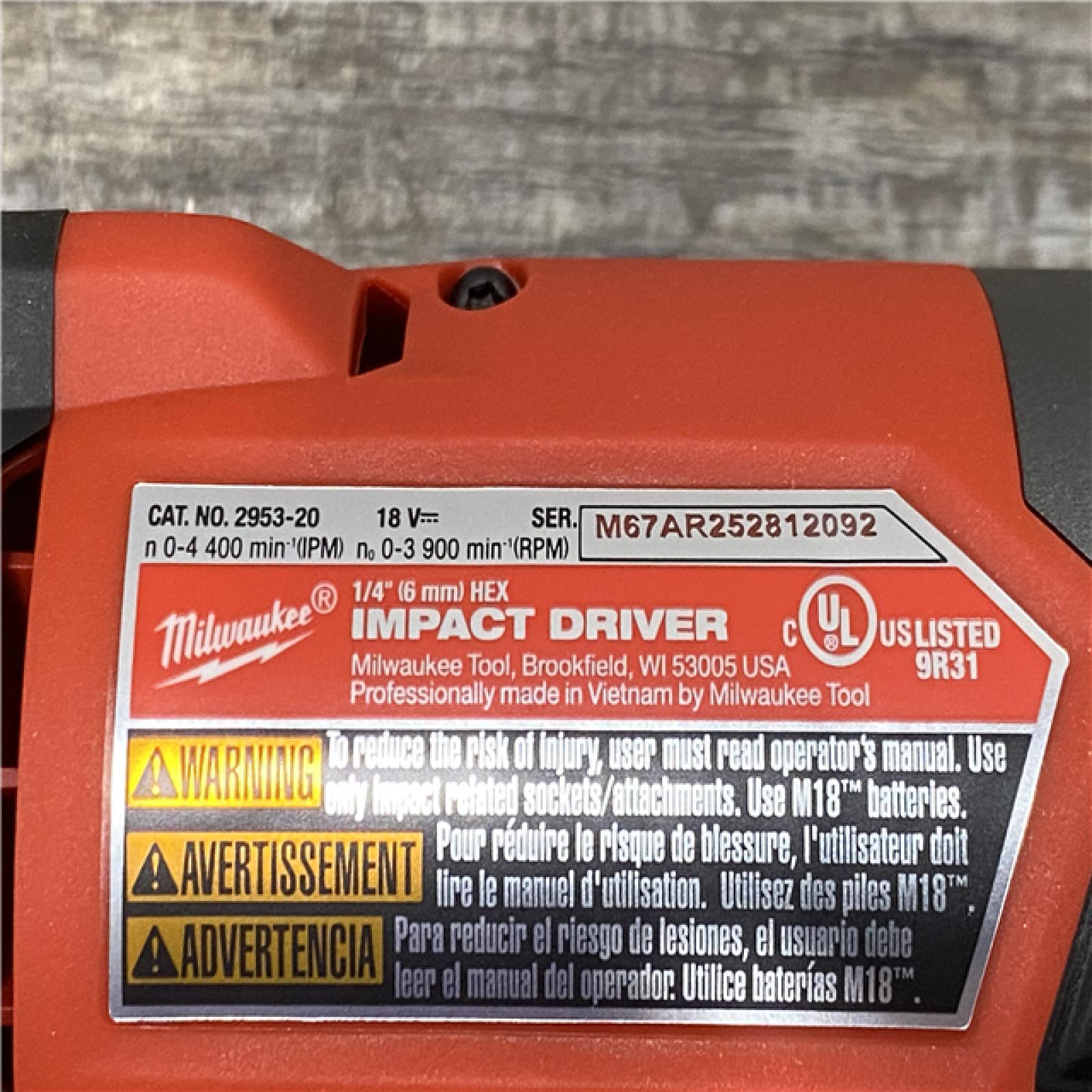 AS-IS Milwaukee FUEL 18V Lithium-Ion Brushless Cordless 1/4 in. Hex Impact Driver Kit