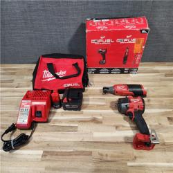 HOUSTON LOCATION - AS-IS Milwaukee FUEL 18V Cordless Mid Torque 1/2 in. Impact Wrench w/ M12 FUEL 3/8 in. Ratchet & Battery/Charger Combo Kit