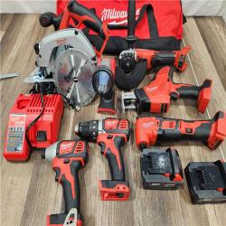 AS-IS  Milwaukee M18 18-Volt Lithium-Ion Cordless Combo Kit 7-Tool with 2-Batteries, Charger and Tool Bag