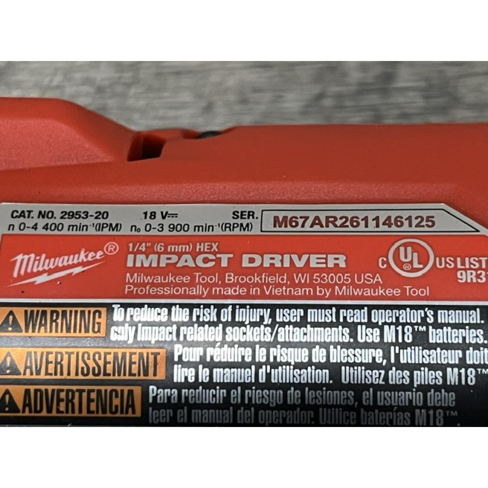 AS-IS Milwaukee FUEL 18V Lithium-Ion Brushless Cordless 1/4 in. Hex Impact Driver (Tool-Only)