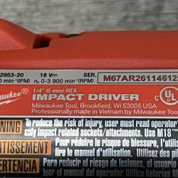 AS-IS Milwaukee FUEL 18V Lithium-Ion Brushless Cordless 1/4 in. Hex Impact Driver (Tool-Only)