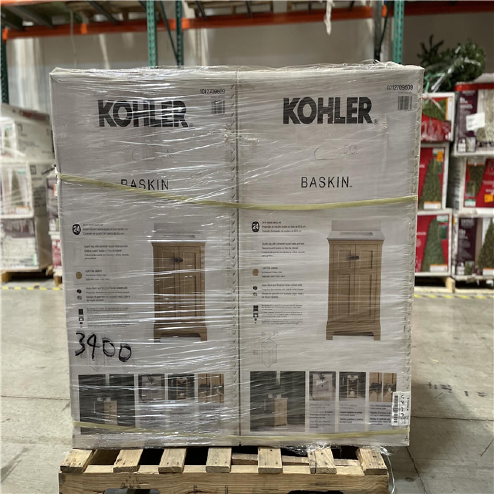 DALLAS LOCATION- KOHLER Baskin 24 in. Single Sink Light Oak Bath Vanity PALLET (2 UNITS)