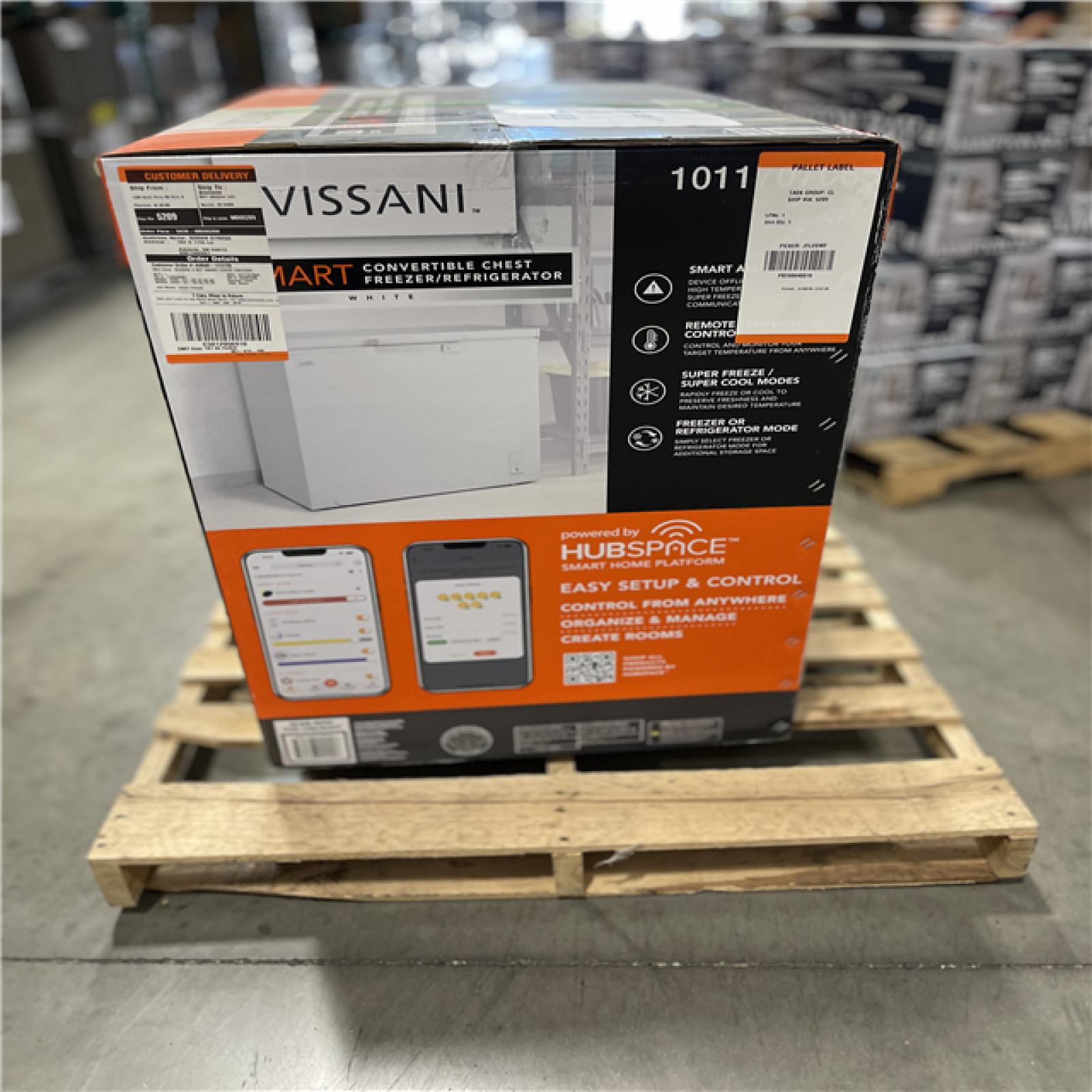 DALLAS LOCATION - Vissani 8.8 cu. ft. Manual Defrost Convertible Garage Ready Chest Freezer in White  Powered by Hubspace
