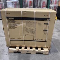 DALLAS LOCATION - Husky 52 in. W 10-Drawer Gloss Red Mobile Workbench Cabinet with Solid Wood Top and Pegboard