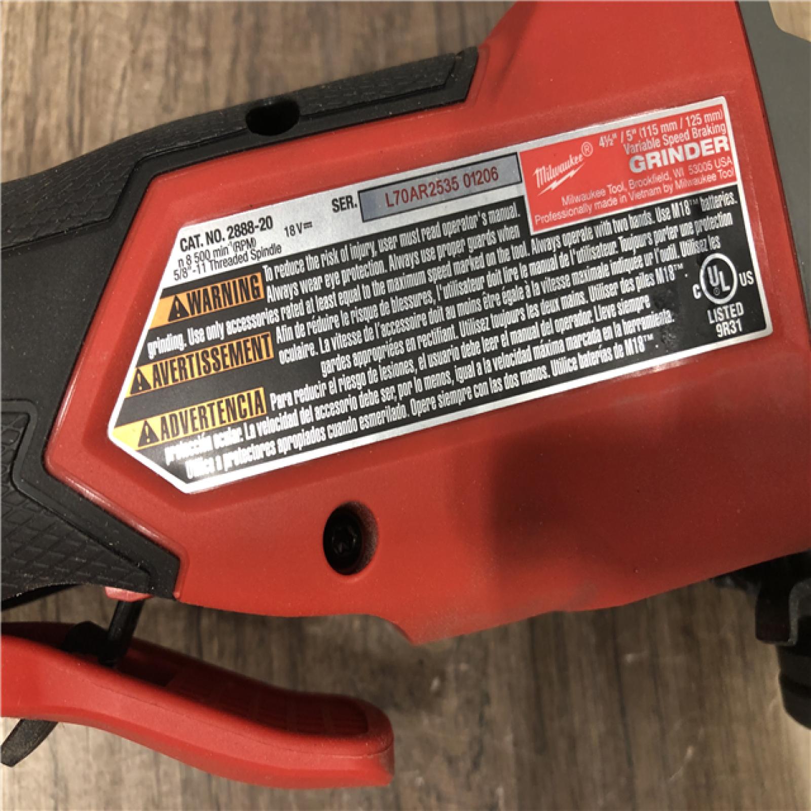 AS-IS Milwaukee FUEL 18V Lithium-Ion Brushless Cordless 4-1/2 in./5 in. Grinder with Variable Speed & Paddle Switch (Tool-Only)