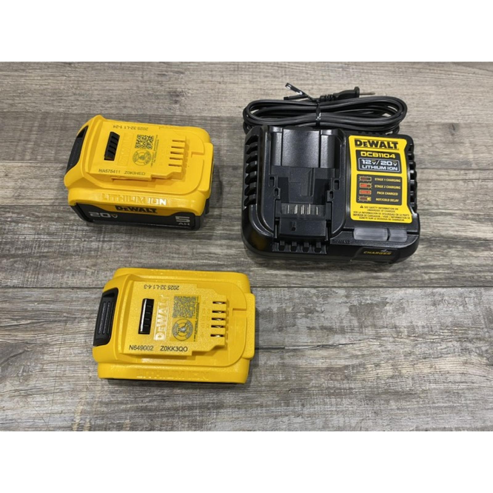 AS-IS DEWALT 20V MAX Lithium-Ion Battery Kit with 5.0Ah and 2.0Ah Battery and Charger