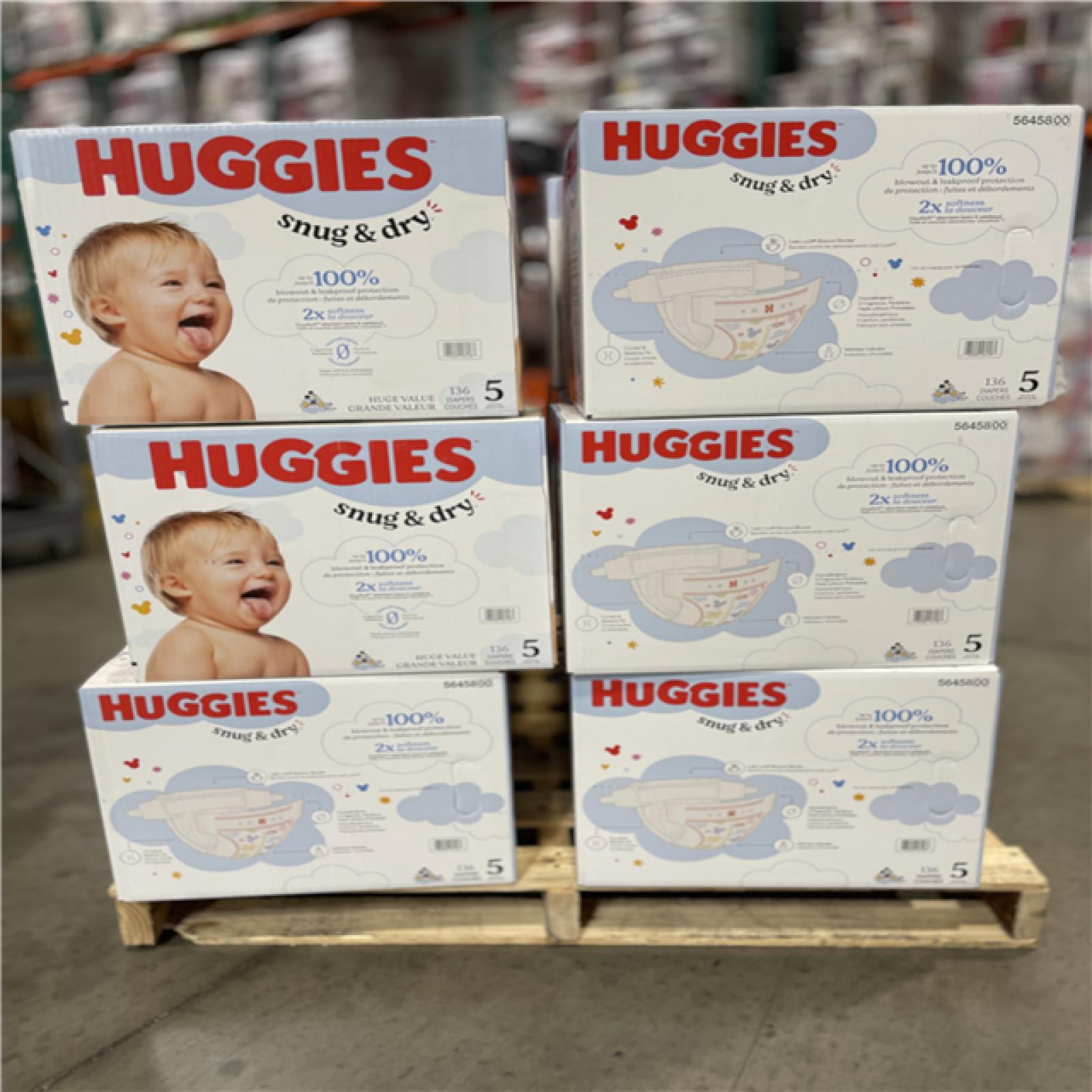 DALLAS LOCATION - Huggies Size 5 Diapers  Snug & Dry Baby Diapers PALLET-(30 CASES)