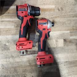 HOUSTON LOCATION - AS-IS Milwaukee M18 18V Lithium-Ion Brushless Cordless Compact Drill/Impact Combo Kit (2-Tool) W/(2) 2.0 Ah Batteries  Charger & Bag