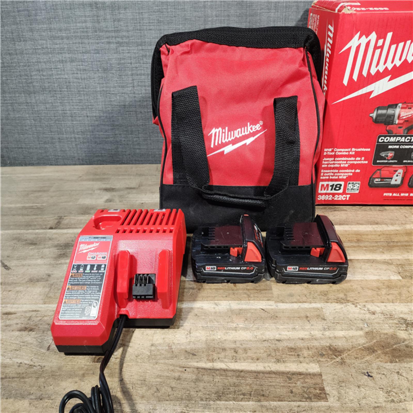 HOUSTON LOCATION - AS-IS Milwaukee 18V Lithium-Ion Brushless Cordless Compact Drill/Impact Combo Kit