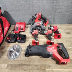 HOUSTON LOCATION - AS-IS Milwaukee 5 Tool Combo Kit W/ (2) Battery & Charger