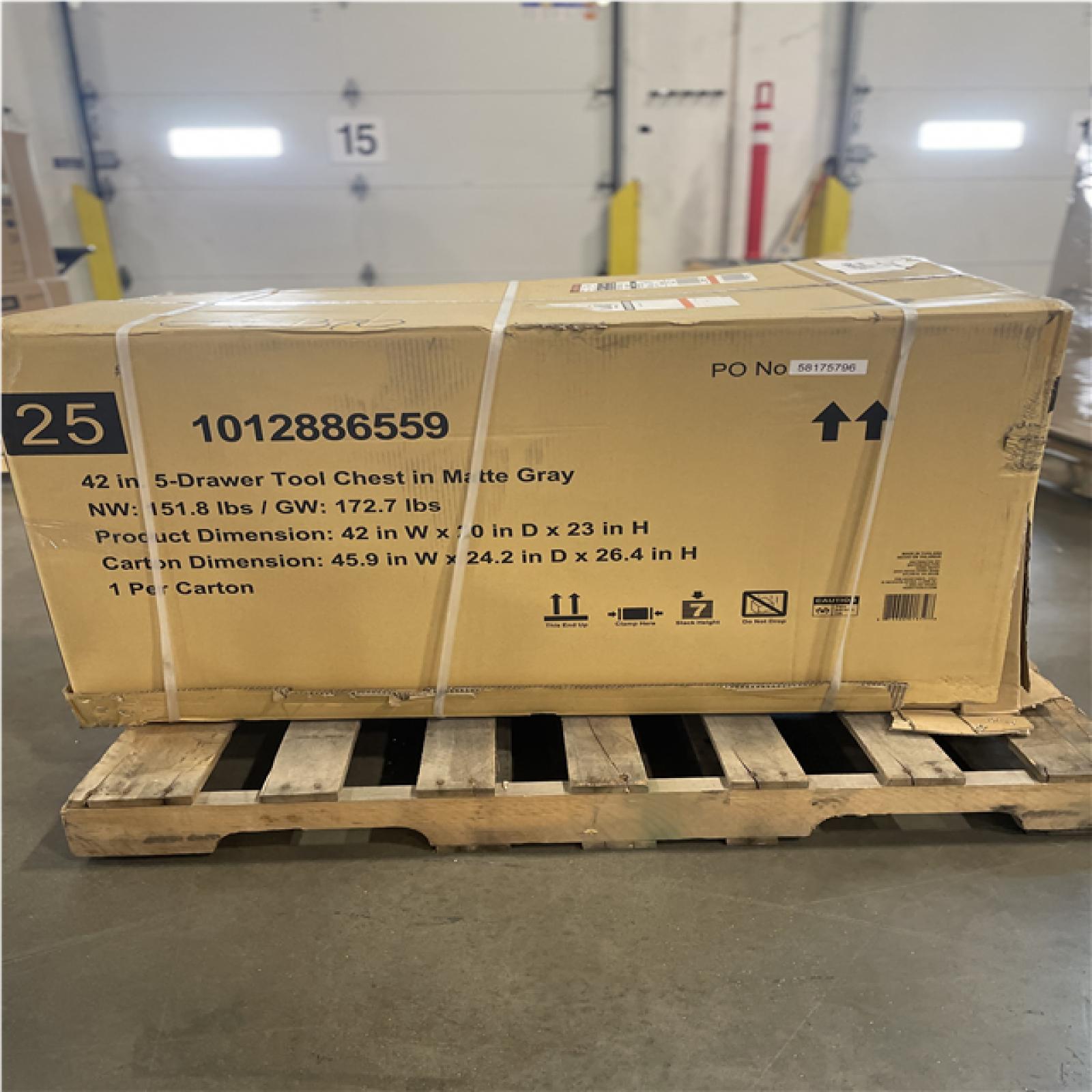DALLAS LOCATION- AS-IS HUSKY Heavy Duty 42 in. W x 20 in. D 5-Drawer Matte Gray Top Tool Chest