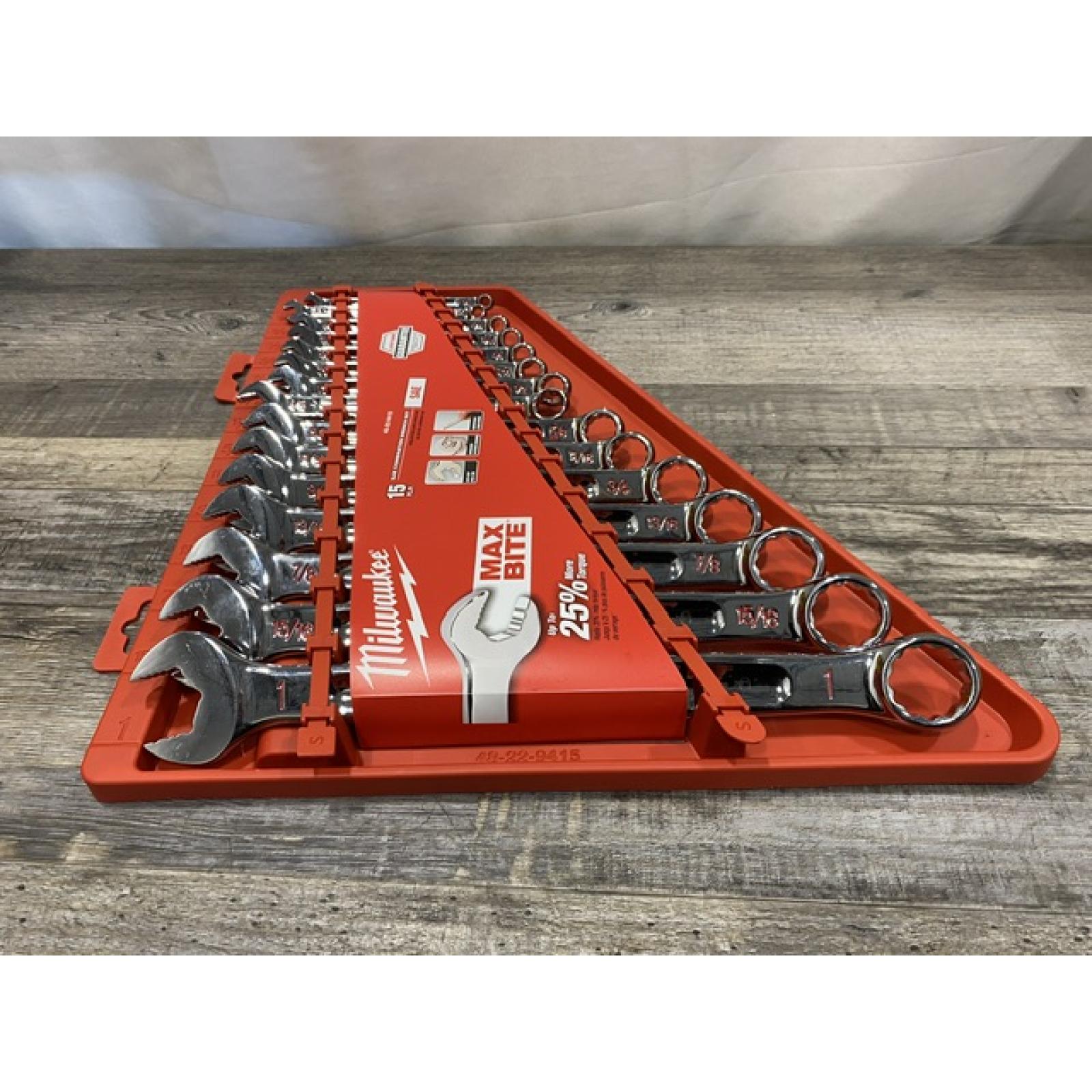 NEW - Milwaukee Combination SAE Wrench Mechanics Tool Set (15-Piece)