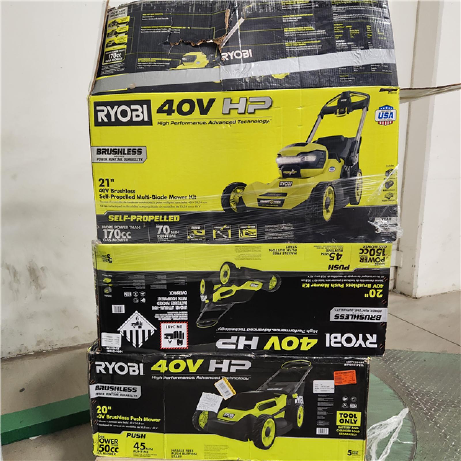 Dallas Location - As-Is Ryobi Lawn Mower Pallet