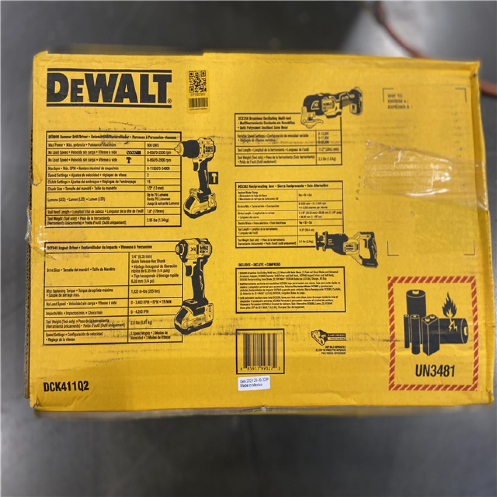 AS-IS DEWALT 20-Volt Maximum Lithium-Ion Cordless 4-Tool Combo Kit with (2) 4 Ah Batteries and Charger