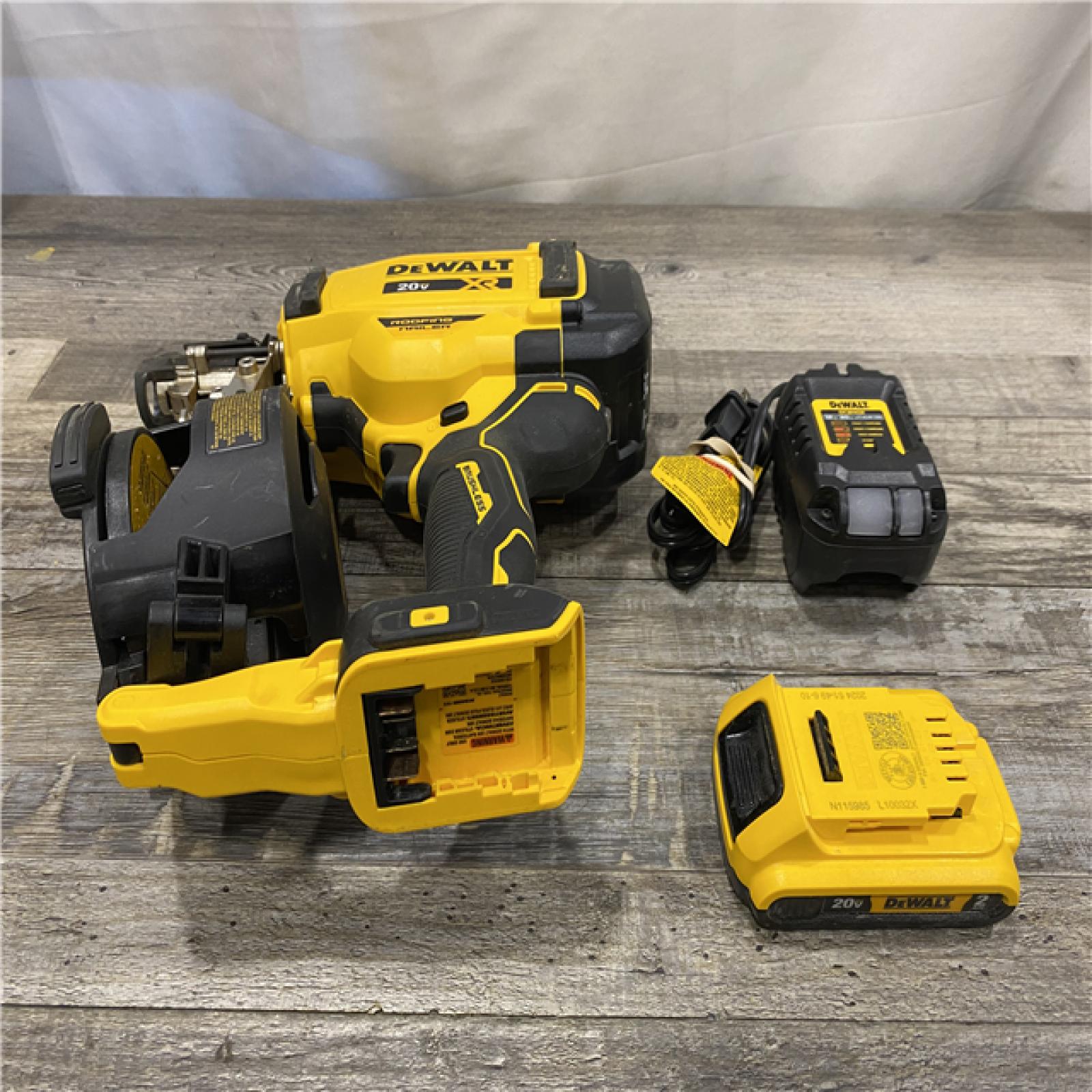 AS-IS DEWALT 20V MAX Lithium-Ion 15-Degree Electric Cordless Roofing Nailer Kit