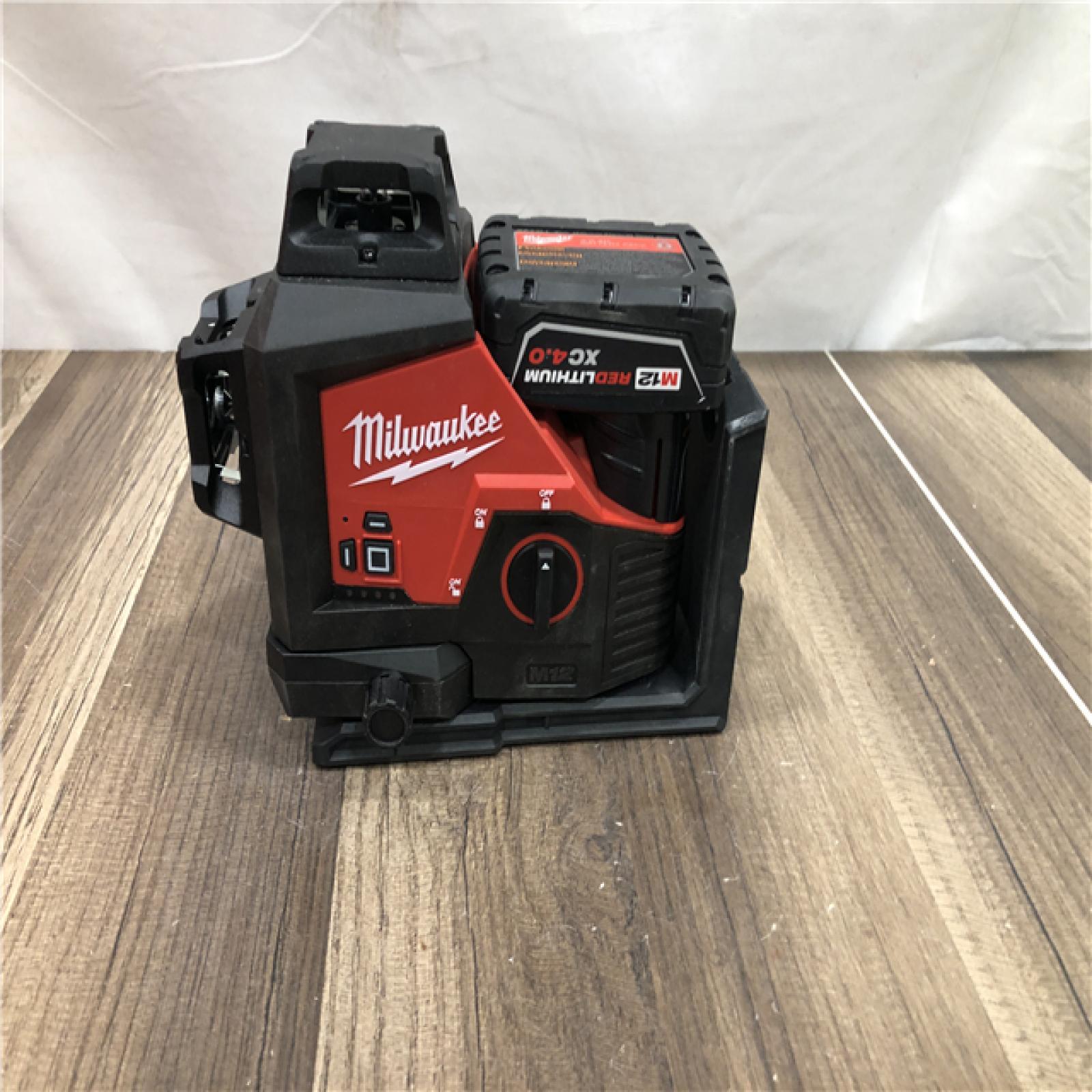 AS-IS Milwaukee 12-Volt Lithium-Ion Cordless Green 250 ft. 3-Plane Laser Level Kit