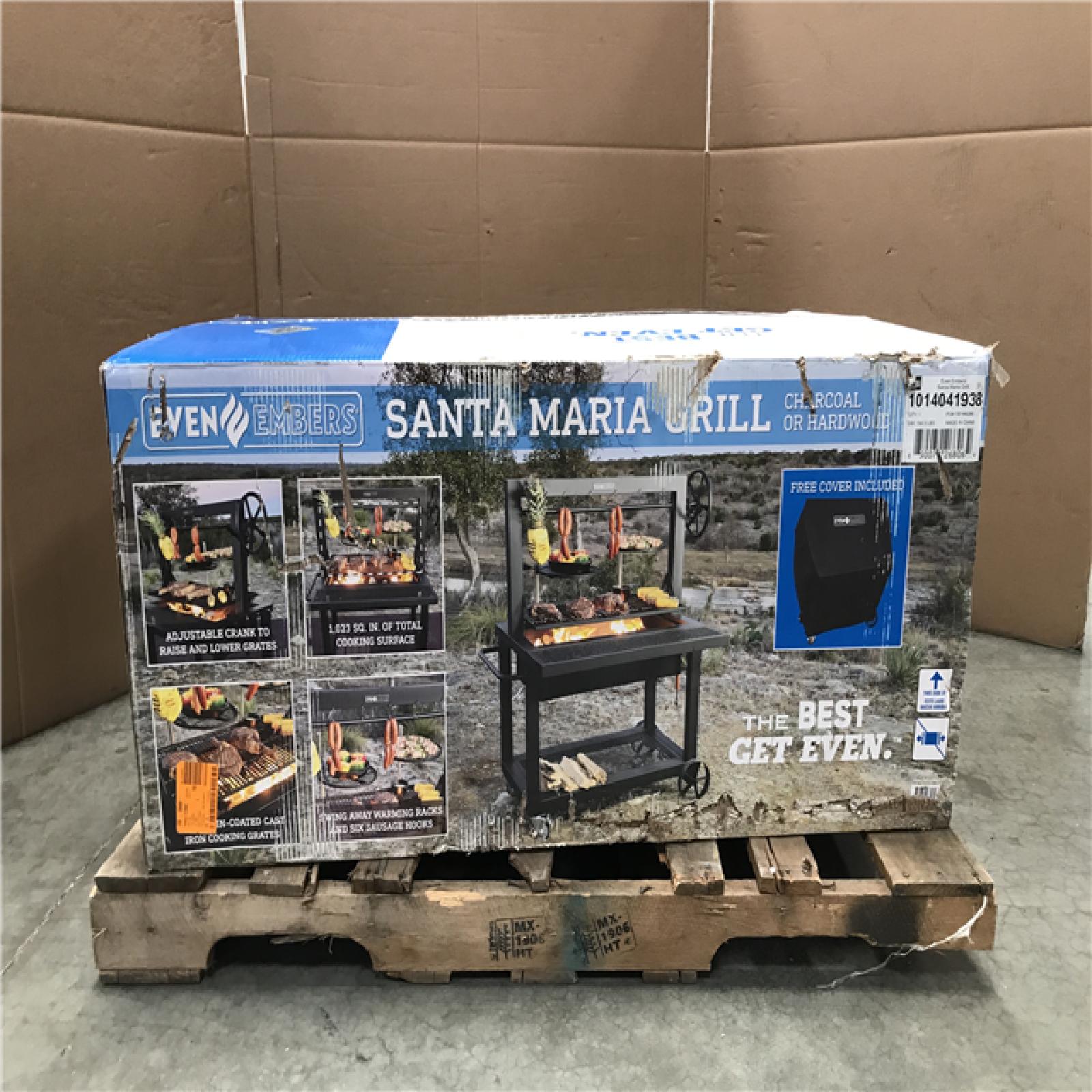 CALIFORNIA AS-IS EVEN EMBERS SANTA MARIA GRILL CHARCOAL OR HARDWOOD GRILL