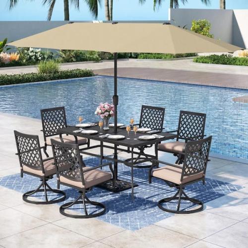 Phoenix AS-IS PHI VILLA 8-Piece Metal Outdoor Patio Dining Set