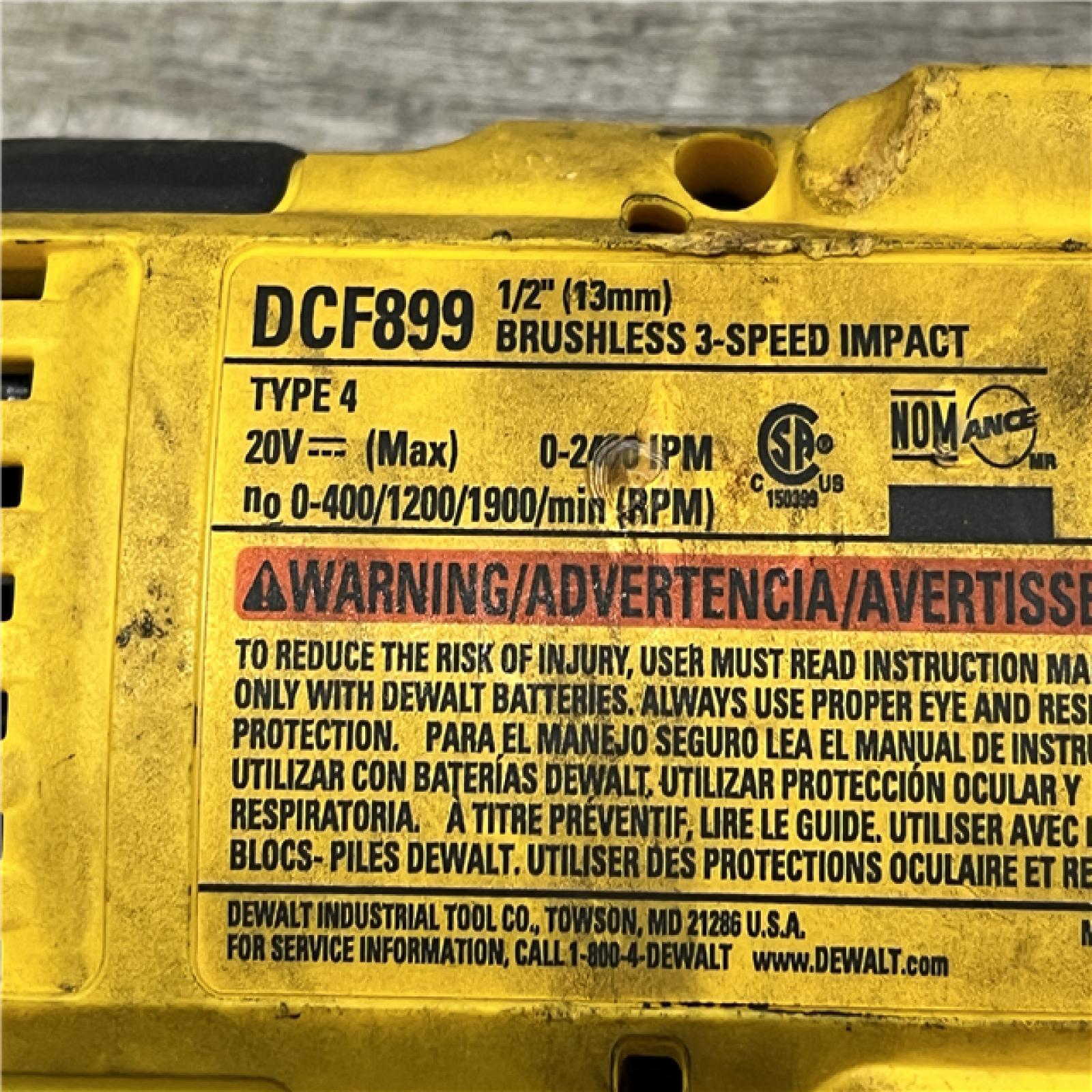 AS-IS DEWALT 20V MAX XR Cordless Brushless 1/2 in. High Torque Impact Wrench with Detent Pin Anvil (Tool Only)
