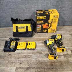 HOUSTON LOCATION - AS-IS Dewalt DCK225D2 20V MAX ATOMIC Brushless Compact Lithium-Ion 1/2 in. Cordless Drill Driver and 1/4 in. Impact Driver Combo Kit with 2 Batteries 2 Ah