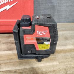 HOUSTON LOCATION - AS-IS Milwaukee Green 100 ft. Cross Line and Plumb Points Rechargeable Laser Level Kit