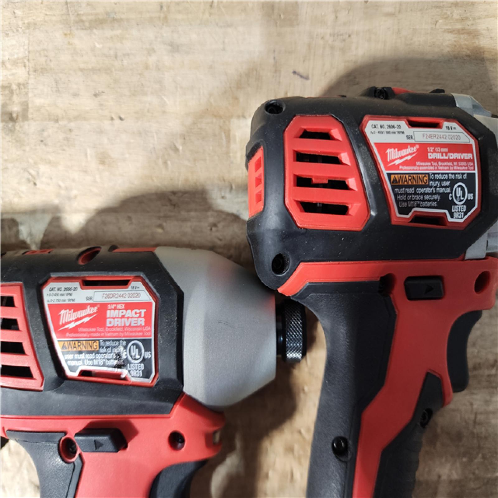 HOUSTON LOCATION - AS - IS Milwaukee 18V Lithium-Ion Cordless Drill Driver/Impact Driver Combo Kit